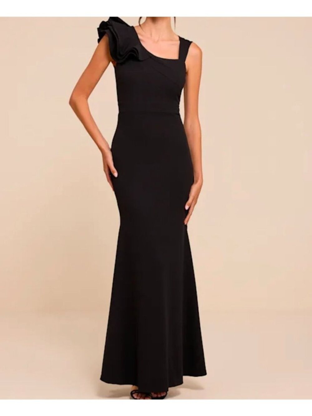 Lulus Lucette Black Sleeveless Ruffled Mermaid Maxi Dress Small